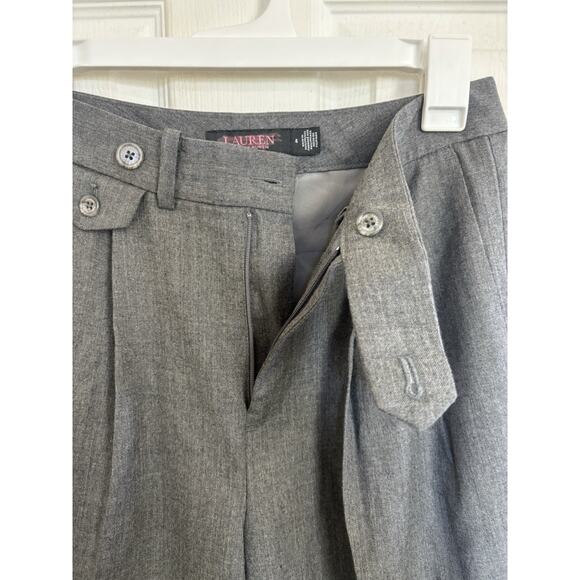 Lauren Ralph Lauren Pleated 100% Wool Twill Straight Pants Size 4 Black Label - Picture 6 of 9